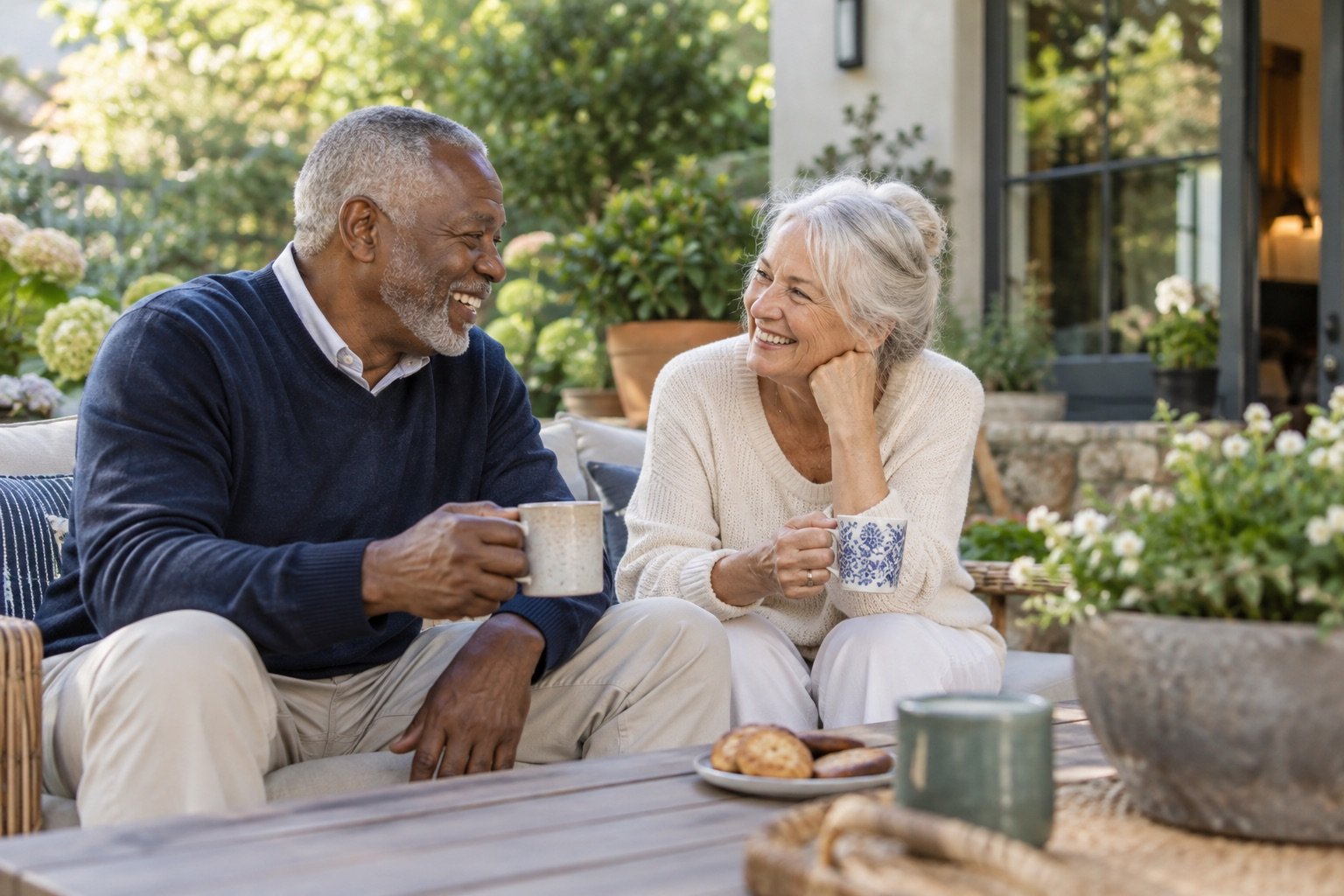 Illustrative photo of an older couple enjoying a quiet moment outdoors